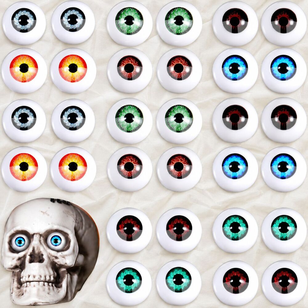 32pc Halloween Plastic Half Eyeballs 16 Pairs Horror Props Crafts Cosplay New